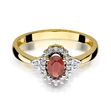 Inel Aur 14K cu Granat 0.50 ct si Diamante Naturale 0.10 ct - Img 2