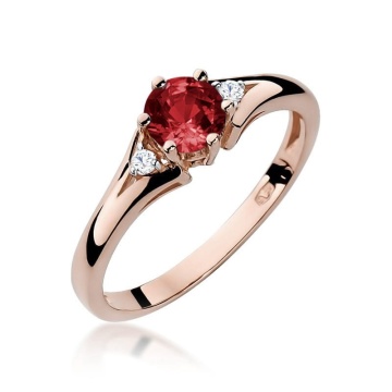 Inel Aur 14K cu Granat 0.60 ct si Diamante Naturale 0.03 ct - Img 5