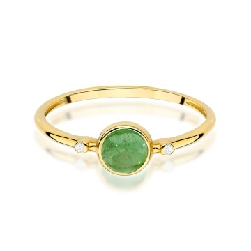 Inel Aur 14K cu Green Tourmaline 0.60 ct si Diamante Naturale 0.01 ct - Img 2