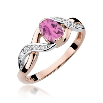 Inel Aur 14K cu Pink Sapphire 0.45 ct si Diamante Naturale 0.05 ct - Img 5