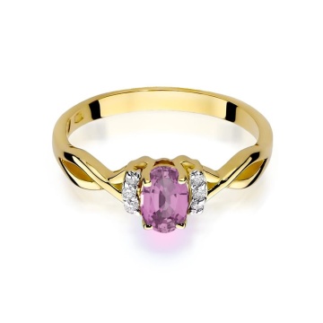 Inel Aur 14K cu Pink Sapphire 0.45 ct si Diamante Naturale 0.05 ct - Img 2