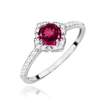 Inel Aur 14K cu Rhodolite 0.60 ct si Diamante Naturale 0.13 ct - Img 5