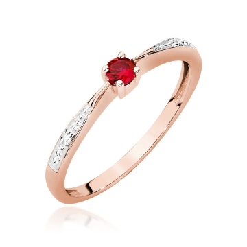 Inel Aur 14K cu Rubin 0.15 ct si Diamante Naturale 0.01 ct - Img 5