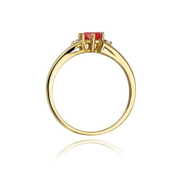Inel Aur 14K cu Rubin 0.60 ct si Diamante Naturale 0.03 ct - Img 3