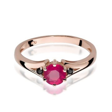 Inel Aur 14K cu Rubin 0.60 ct si Diamante Naturale Negre 0.03 ct - Img 7