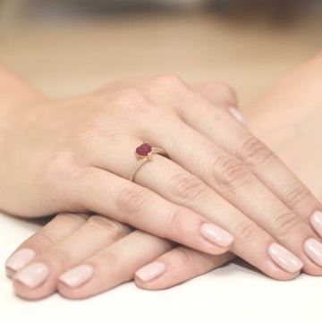 Inel Aur 14K cu Rubin 1.70 ct si Diamante Naturale 0.06 ct - Img 4