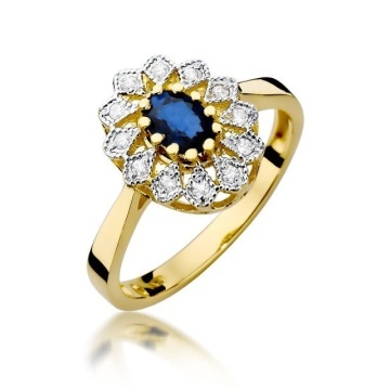 Inel Aur 14K cu Safir 0.70 ct si Diamante Naturale 0.10 ct - Img 1