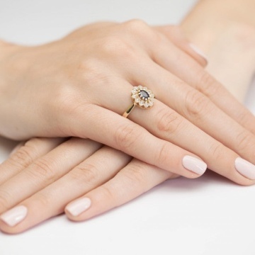 Inel Aur 14K cu Safir 0.70 ct si Diamante Naturale 0.10 ct - Img 4