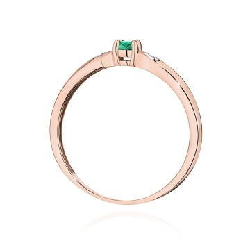 Inel Aur 14K cu Smarald 0.15 ct si Diamante Naturale 0.01 ct - Img 7