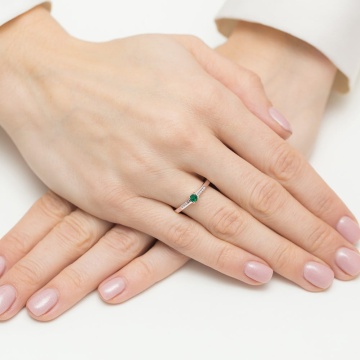 Inel Aur 14K cu Smarald 0.15 ct si Diamante Naturale 0.04 ct - Img 7