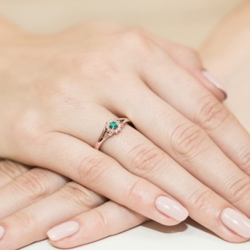Inel Aur 14K cu Smarald 0.15 ct si Diamante Naturale 0.09 ct - Img 9