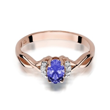 Inel Aur 14K cu Tanzanit 0.40 ct si Diamante Naturale 0.05 ct - Img 8