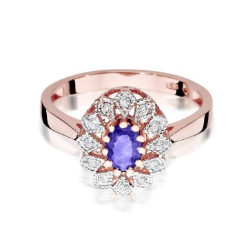 Inel Aur 14K cu Tanzanit 0.40 ct si Diamante Naturale 0.10 ct - Img 9