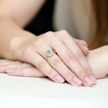 Inel Aur 14K cu Tanzanit 0.40 ct si Diamante Naturale 0.20 ct - Img 4