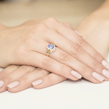Inel Aur 14K cu Tanzanit 0.70 ct si Diamante Naturale 0.30 ct - Img 4