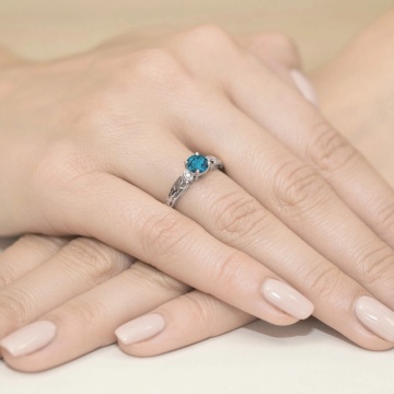 Inel Aur 14K cu Topaz London Blue 0.50 ct si Diamante Naturale 0.02 ct - Img 12