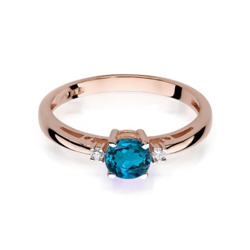 Inel Aur 14K cu Topaz London Blue 0.50 ct si Diamante Naturale 0.03 ct - Img 2