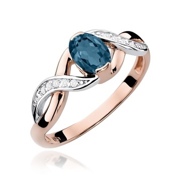 Inel Aur 14K cu Topaz London Blue 0.50 ct si Diamante Naturale 0.05 ct - Img 5