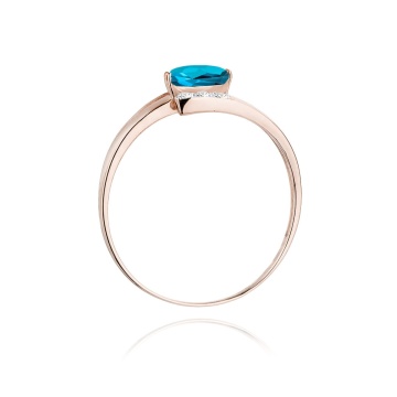 Inel Aur 14K cu Topaz London Blue 0.50 ct si Diamante Naturale 0.05 ct - Img 7