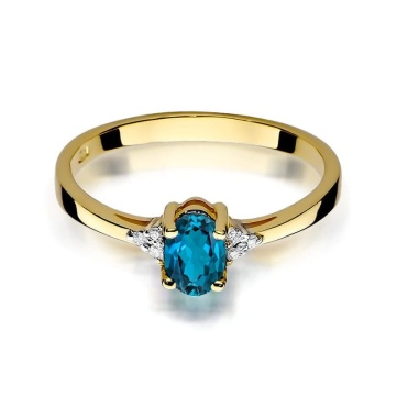 Inel Aur 14K cu Topaz London Blue 0.50 ct si Diamante Naturale 0.05 ct - Img 2