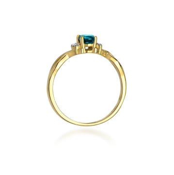 Inel Aur 14K cu Topaz London Blue 0.50 ct si Diamante Naturale 0.05 ct - Img 3