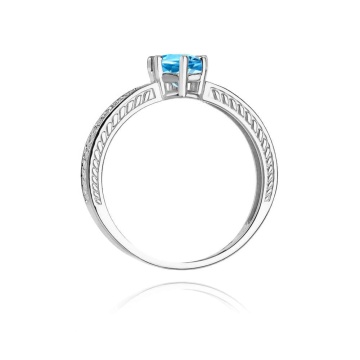Inel Aur 14K cu Topaz London Blue 0.50 ct si Diamante Naturale 0.08 ct - Img 10
