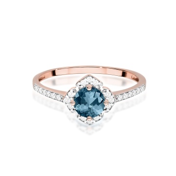 Inel Aur 14K cu Topaz London Blue 0.50 ct si Diamante Naturale 0.13 ct - Img 10