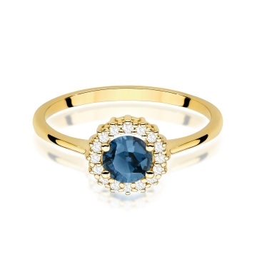 Inel Aur 14K cu Topaz London Blue 0.50 ct si Diamante Naturale 0.14 ct - Img 2