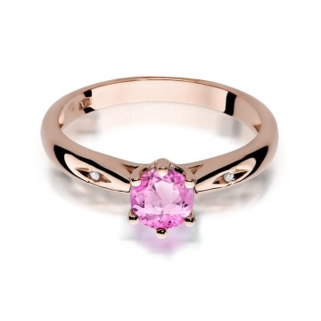Inel Aur 14K cu Topaz Roz 0.60 ct si Diamante Naturale 0.01 ct - Img 6