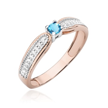 Inel Aur 14K cu Topaz Swiss 0.15 ct si Diamante Naturale 0.09 ct - Img 5