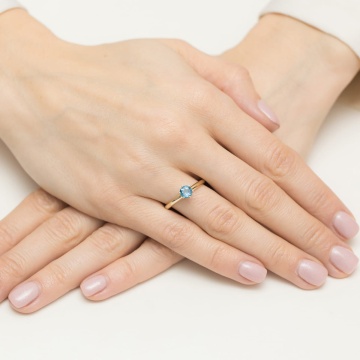 Inel Aur 14K cu Topaz Swiss 0.50 ct si Diamante Naturale 0.04 ct - Img 4