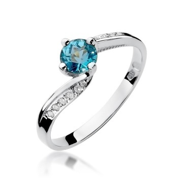 Inel Aur 14K cu Topaz Swiss 0.50 ct si Diamante Naturale 0.05 ct - Img 5