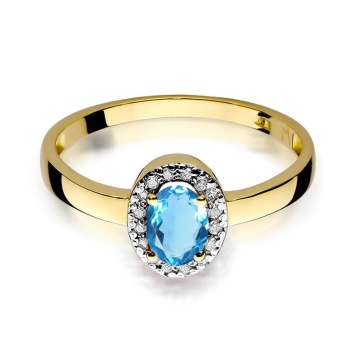 Inel Aur 14K cu Topaz Swiss 0.50 ct si Diamante Naturale 0.08 ct - Img 2