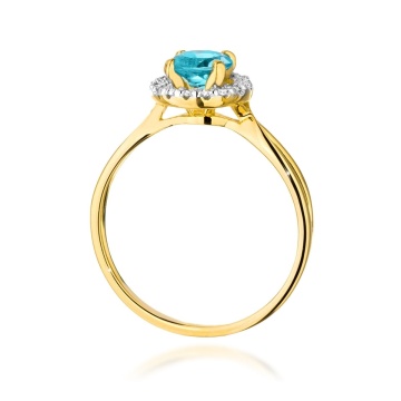 Inel Aur 14K cu Topaz Swiss 0.80 ct si Diamante Naturale 0.08 ct - Img 3