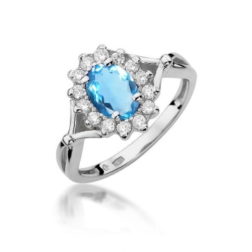 Inel Aur 14K cu Topaz Swiss 0.90 ct si Diamante Naturale 0.12 ct - Img 5