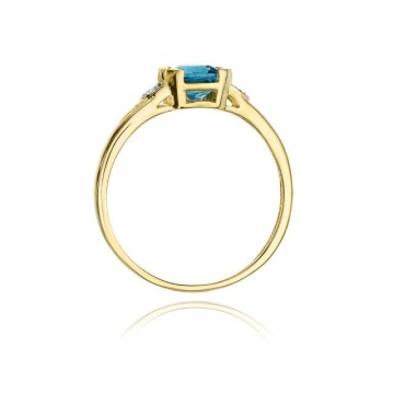 Inel Aur 14K cu Topaz Swiss 1.10 ct si Diamante Naturale 0.01 ct - Img 3