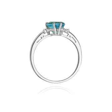 Inel Aur 14K cu Topaz Swiss 1.20 ct si Diamante Naturale 0.03 ct - Img 3