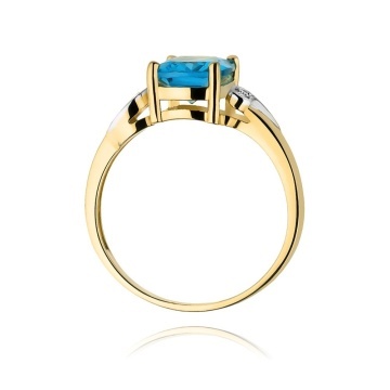 Inel Aur 14K cu Topaz Swiss 2.40 ct si Diamante Naturale 0.01 ct - Img 3