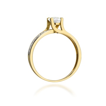 Inel Aur 14K cu White Sapphire 0.50 ct si Diamante Naturale 0.03 ct - Img 3