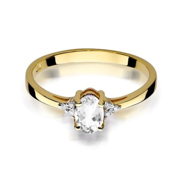 Inel Aur 14K cu White Sapphire 0.50 ct si Diamante Naturale 0.05 ct - Img 2