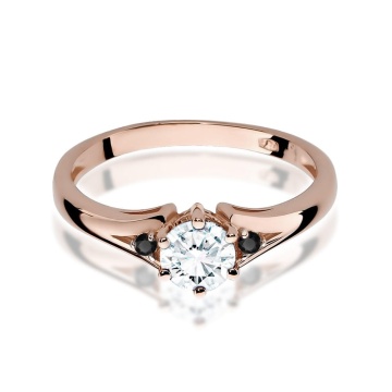 Inel Aur 14K cu White Sapphire 0.60 ct si Diamante Naturale Negre 0.03 ct - Img 7