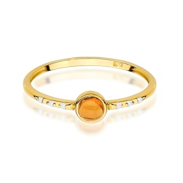 Inel Aur 14K cu Yellow Tourmaline 0.30 ct si Diamante Naturale 0.03 ct - Img 2