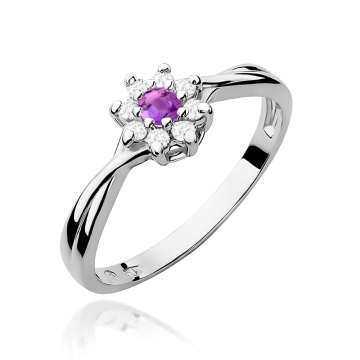 Inel Aur 9K cu Ametist 0.10 ct si Diamante Naturale 0.12 ct - Img 4