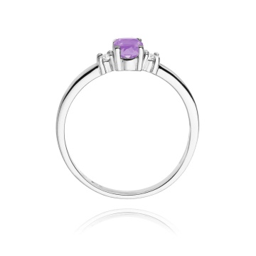 Inel Aur 9K cu Ametist 0.40 ct si Diamante Naturale 0.08 ct - Img 7