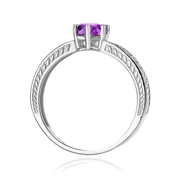 Inel Aur 9K cu Ametist 0.50 ct si Diamante Naturale 0.08 ct - Img 7