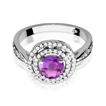 Inel Aur 9K cu Ametist 0.90 ct si Diamante Naturale 0.37 ct - Img 6
