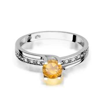 Inel Aur 9K cu Citrin 0.50 ct si Diamante Naturale 0.03 ct - Img 6
