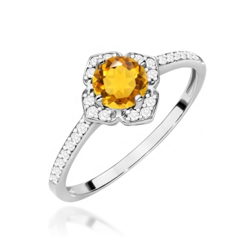 Inel Aur 9K cu Citrin 0.50 ct si Diamante Naturale 0.13 ct - Img 5
