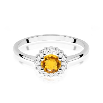 Inel Aur 9K cu Citrin 0.50 ct si Diamante Naturale 0.14 ct - Img 6