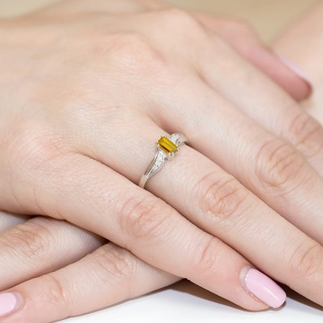 Inel Aur 9K cu Citrin 0.60 ct si Diamante Naturale 0.03 ct - Img 8